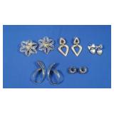 5 pr of Sterling Silver Earrings-4 w/14K Gold