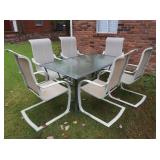 Glass Top Table 38x66x27" & 6 Chairs