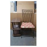 Metal Chair & Pad, Wood (Veneer) 3-tiered Table