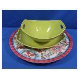 Lime Green Dansk Ceramic Bowl & Tray, Pottery