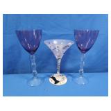 2 Lenox Wine Goblets, Handpainted Martini Glass