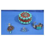 Howlite "Turquoise" Jewelry Box & Fashion Jewelry