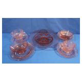 9 pcs Vintage Pink Depression Glass