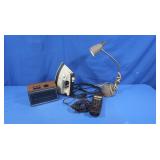 Iron, Desk Lamp, Phone Receiver, GE Alarm Clock