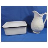 Enamel Lidded Container, Water Pitcher
