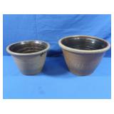 Antique Gray Salt Glazed Stoneware Flower Pot,