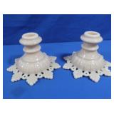 Pair Westmoreland Alacite Style Glass Candlestick