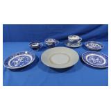 Antique Celedon Bowl, Petrus Regout Flow Blue