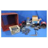 Plastic Milk Carton w/Misc Nails, Pipe Fittings &