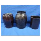 Antique Brown Glaze Stoneware Crocks