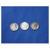 1937 Mercury Dime, 1954 Roosevelt Dime, 1965