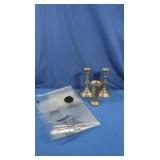 Pewter Candlesticks & Vase