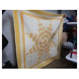 Hand Pieced Yellow Lone Star Quilt w/Triple