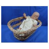 Soft Body w/Vinyl Head/Limbs Doll & Basket