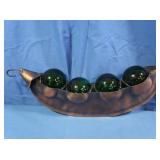 Hanging Copper & Glass Peapod 14"