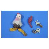 Celluloid Clown w/Feather & Fabric (face cracked)