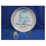 Gerber Baby Foods Metal Tray, Spoon & Rattle