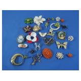 Vintage Costume Jewelry Pins, Earrings