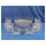 Thick Glass Punch Bowl, charger & 16 Cups