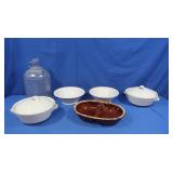 White House Vinegar Bottle, Hull Drip Glaze