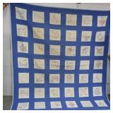 Vintage Handstitched Quilt-82x74 Embroidered
