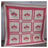 Vintage Handstitched Quilt-Rose Applique &