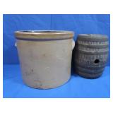 Vintage Stoneware Rundet Barrel, Ear Handle Crock