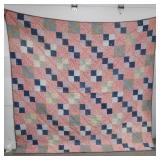 Handstitched Quilt-Thick Blue & Red, 4 Patch/9