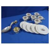 Tea Cups w/Saucers, Natural Shell Shoup Ladle