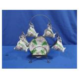 Japan Made Tea Cup & Saucer Set w/Metal Display