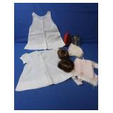 Vintage Toy Iron & Silverware, 2 Doll Wigs,