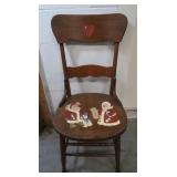 Vintage Side Chair w/Santa Claus Painting