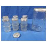 Hoosier (S) Ribbled Glass Spice Jars