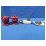 Ceramic Ducks, pr Candle Holders