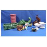 Vintage Planters-incl Japan & Wood Elephant w/2