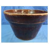 Antique Large Glazed Redware Flower Pot