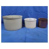 Salt Glazed Stoneware Cheese Crock, Roseville