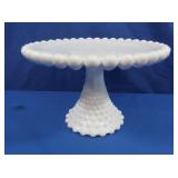 Milk Glass Cake Stand-Hobnail