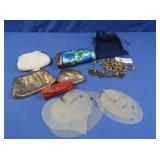 Vintage Metal Coin Purse, Bead Coin Purse, Stone