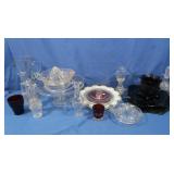 Vintage Glassware incl Ruby & Clear Glass, Mirror