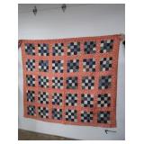 Vintage Hand Stitched Red, White, Blue 16-patch