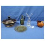 Fait Main Decanter Cruet w/2 Plastic Stoppers,