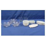 Antique Milk Glass, Blue Depression Glass Bowls &