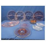 Pink Depression Glass & Clear Glass