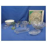 Indiana Glass Egg Plate in box & more Glassware