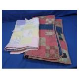 Crib Quilts-Tied Pastel Blocks, Pieced 9 Patch
