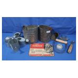 Vintage Kitchen Items-Sifters, Serrater, Scoop &