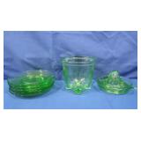Vintage Green Depression Glass Reemer, Measuring