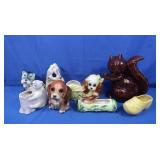 Vintatge Shaped Planters incl Dog, Squirrel, Bear