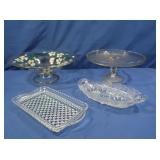 Glass Cake Plate, Painted Bowl & more